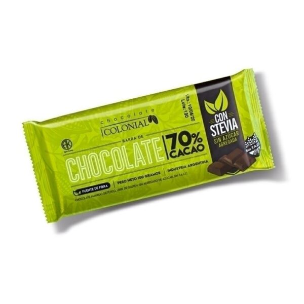 COLONIAL (CHOCO 70% CACAO C/STEVIA) (100gr)
